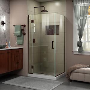 Unidoor-X 33-3/8 in. W x 30 in. D x 72 in. H Frameless Hinged Shower Enclosure in Oil Rubbed Bronze