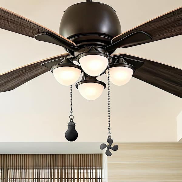 Retro Style 12 in. Black Ceiling Fan Pull Chains with Fan and Bulb Ornaments Connector 2-Pack for Fans and Lights
