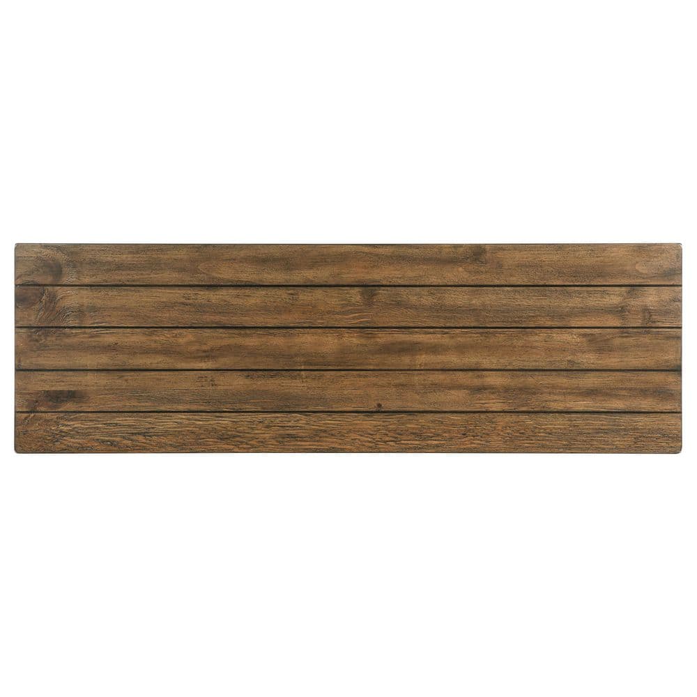 Distressed Brown Pine Wood Console Table with Shelf