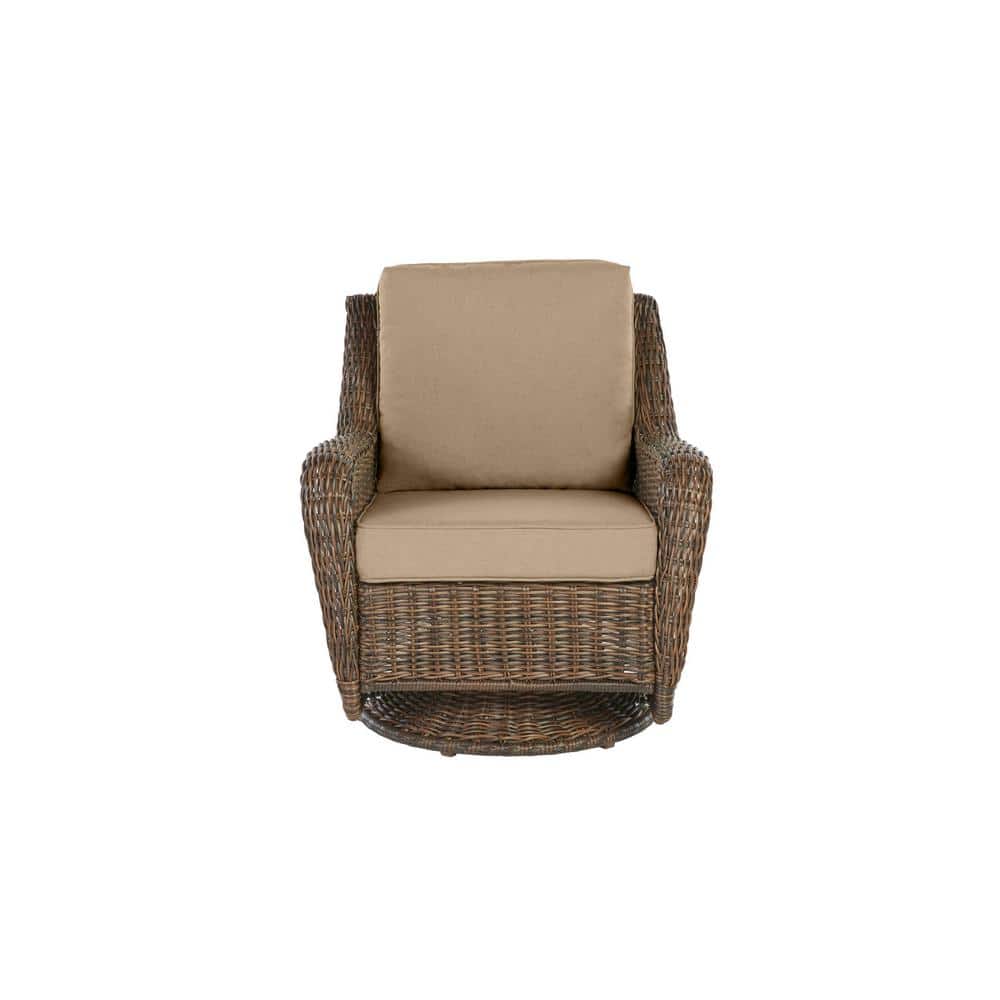 Tables Hampton Bay Cambridge Grey Wicker Outdoor Side Table Patio, Lawn