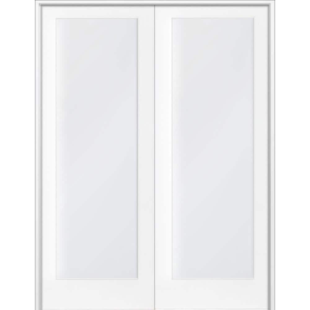 Krosswood Doors 56 in. x 80 in. Craftsman Shaker 1-Lite Satin Etch Both ...