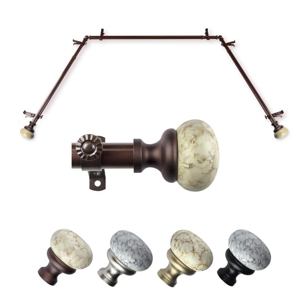 Johona 20-36 in. sides, 38-72 in. center Adjustable Bay Window Curtain Rod 13/16 in. in Cocoa with Finial price history on PriceWatchPro