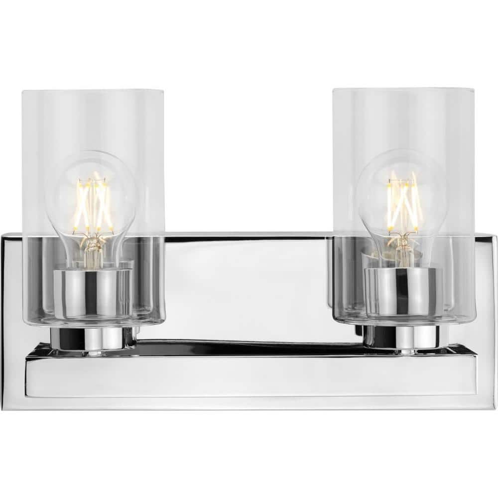 Goodwin Polished Chrome 2-Light Vanity with Clear Glass Shades