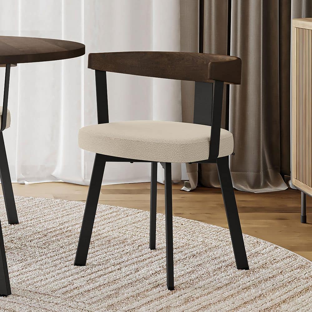 Lars Cream Boucle Polyester / Black Metal Upholstered Dining Chair price history on PriceWatchPro