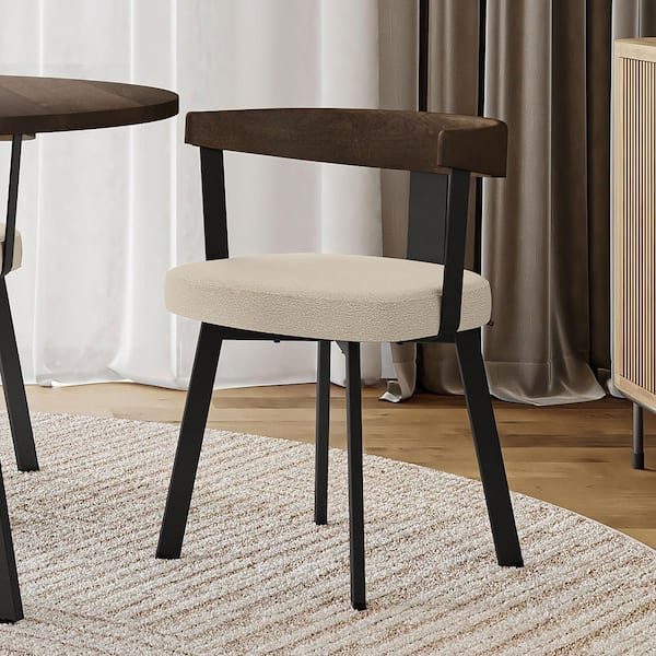 Lars Cream Boucle Polyester / Black Metal Upholstered Dining Chair