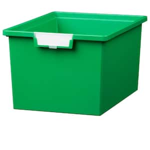 12 Gal. 6 in. Slim Line Double Depth Storage Tote in Primary Green (Pack of 3)