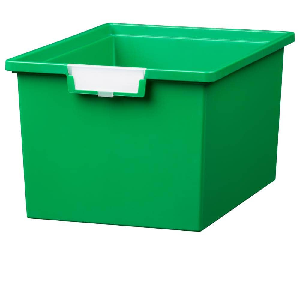 16 Gal. - Tote Tray - Slim Line 9 in. Storage Tray in Primary Green - (Pack