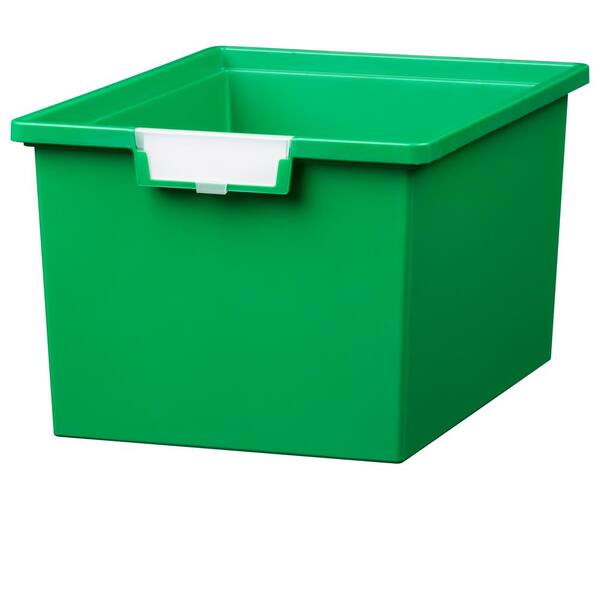 Unbranded 12 Gal. 6 in. Slim Line Double Depth Storage Tote in Primary Green (Pack of 3)