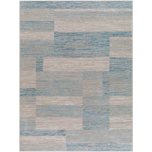 Allegro Light Beige/Blue Geometric 8 ft. x 10 ft. Indoor Area Rug