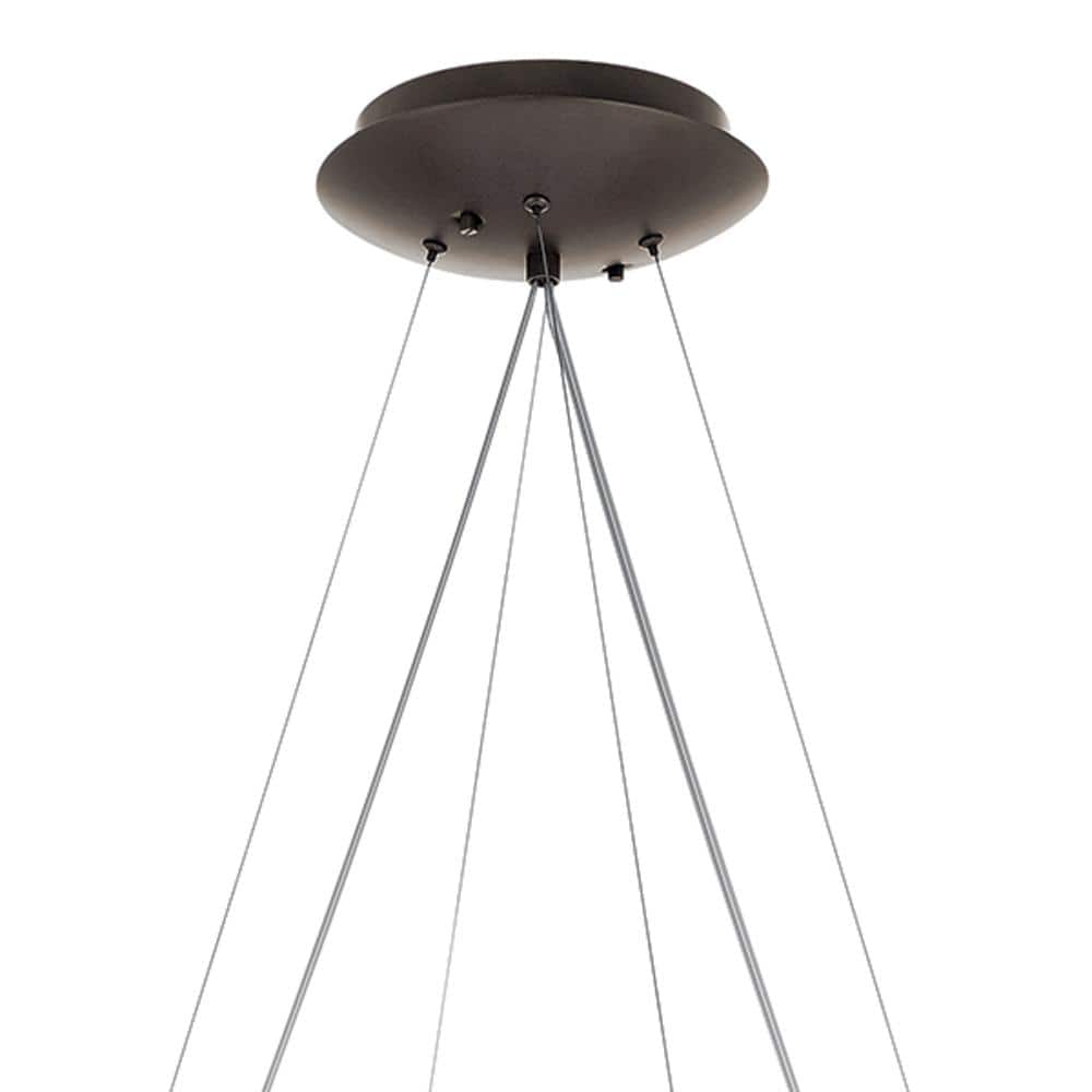 Satin Nickel 26.5" Modern LED Drum Pendant with Black Shade