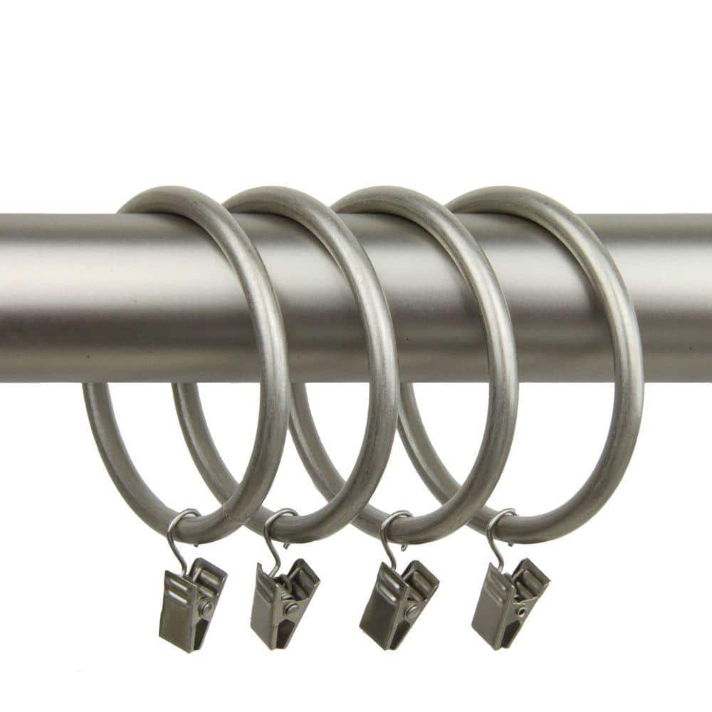 Rod Desyne Satin Nickel Metal Curtain Rings with Clips (Set of 10) 1931 ...