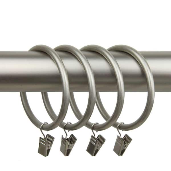 Rod Desyne Satin Nickel Metal Curtain Rings with Clips (Set of 10)