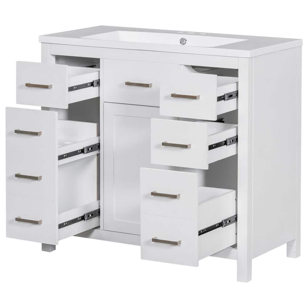 36.7 in. W x 19.1 in. D x 36.8 in. H Freestanding Bath Vanity in White with