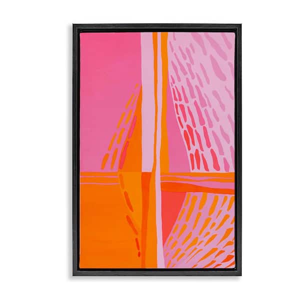 Stupell Industries Centric Orange and Pink by Incado Black Floater Frame Abstract Graphic Art Print 31 in. x 21 in.