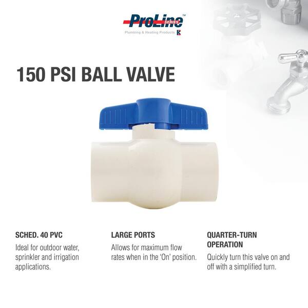 NEW King Brothers EBV-1000-S 1-In Slip PVC Schedule 40 Economy Ball Valve White 