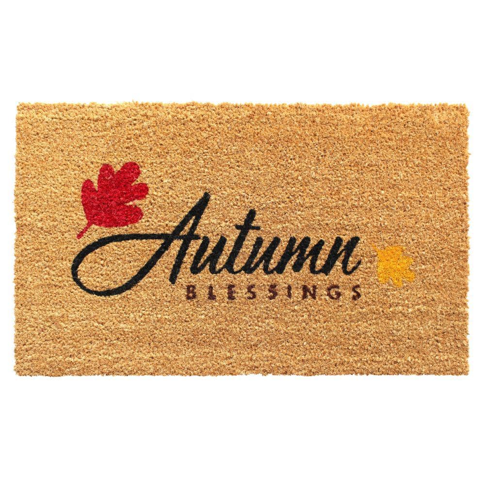Black 18 in. x30 in. Machine Tufted Autumn Blessings Doormat