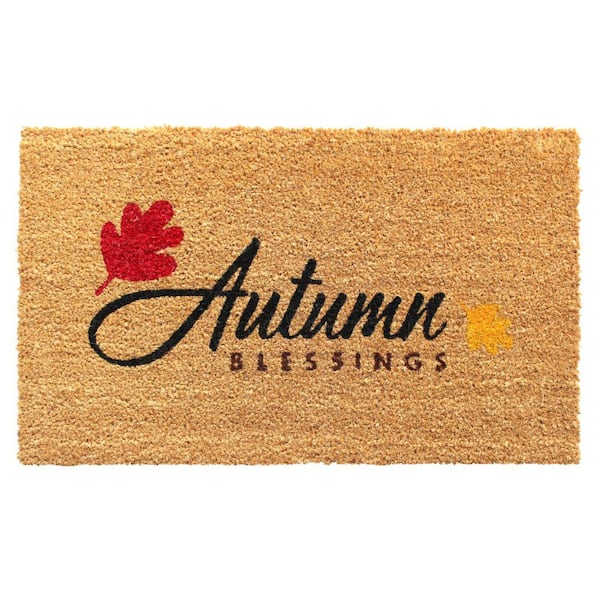 Unbranded Black 18 in. x30 in. Machine Tufted Autumn Blessings Doormat