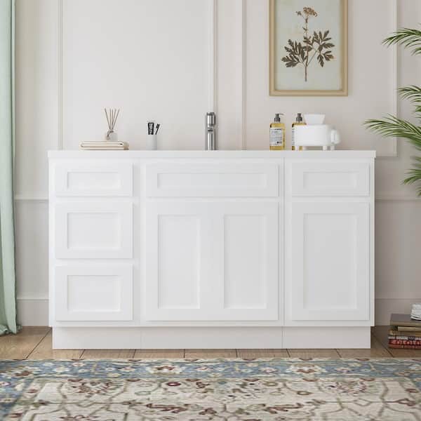 Vanity Art 54 in. W x 21 in. D x 32.5 in. H Bath Vanity Cabinet without Top in White
