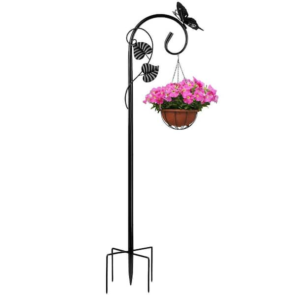 66 in. Shepherd Hook Outdoor Hummingbird Feeder Pole Garden Butterfly  Ornament with 5 Prong Base Adjustable Height PUSN47 - The Home Depot