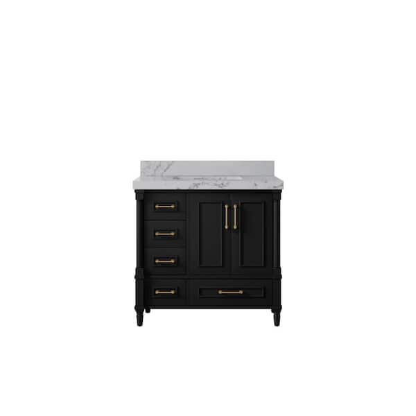 Willow Collections Hudson 36 in. W x 22 in. D x 36 in. H Single Sink Bath Vanity Center in Black with 2 in. Venatino Qt. Top