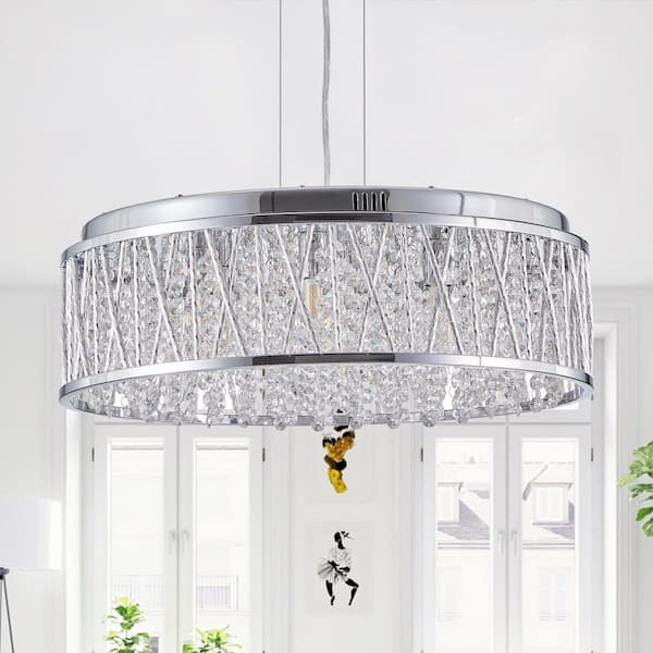 BeamBox 18.9 in. 7-Lights Silver Round Chandelier Flush Mount