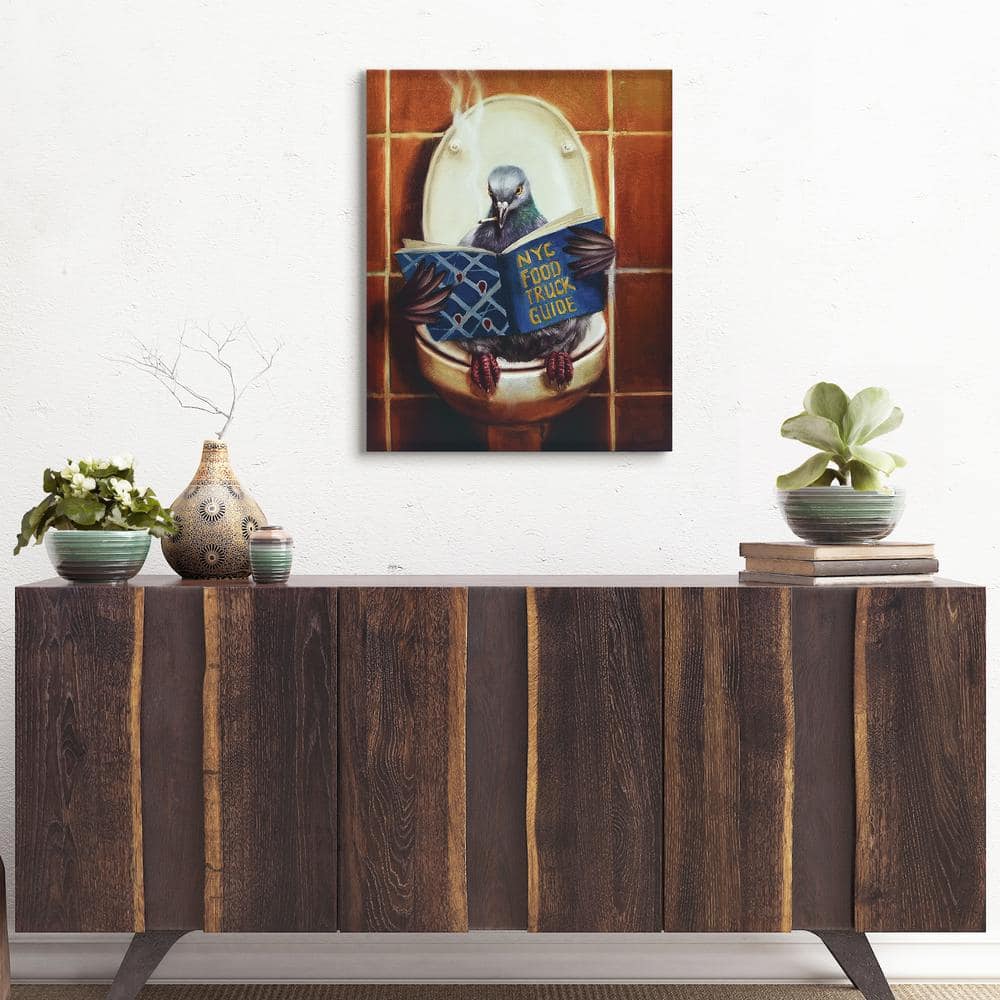 Stool Pigeon Humorous Graphic Art Print on Fir Wood Canvas
