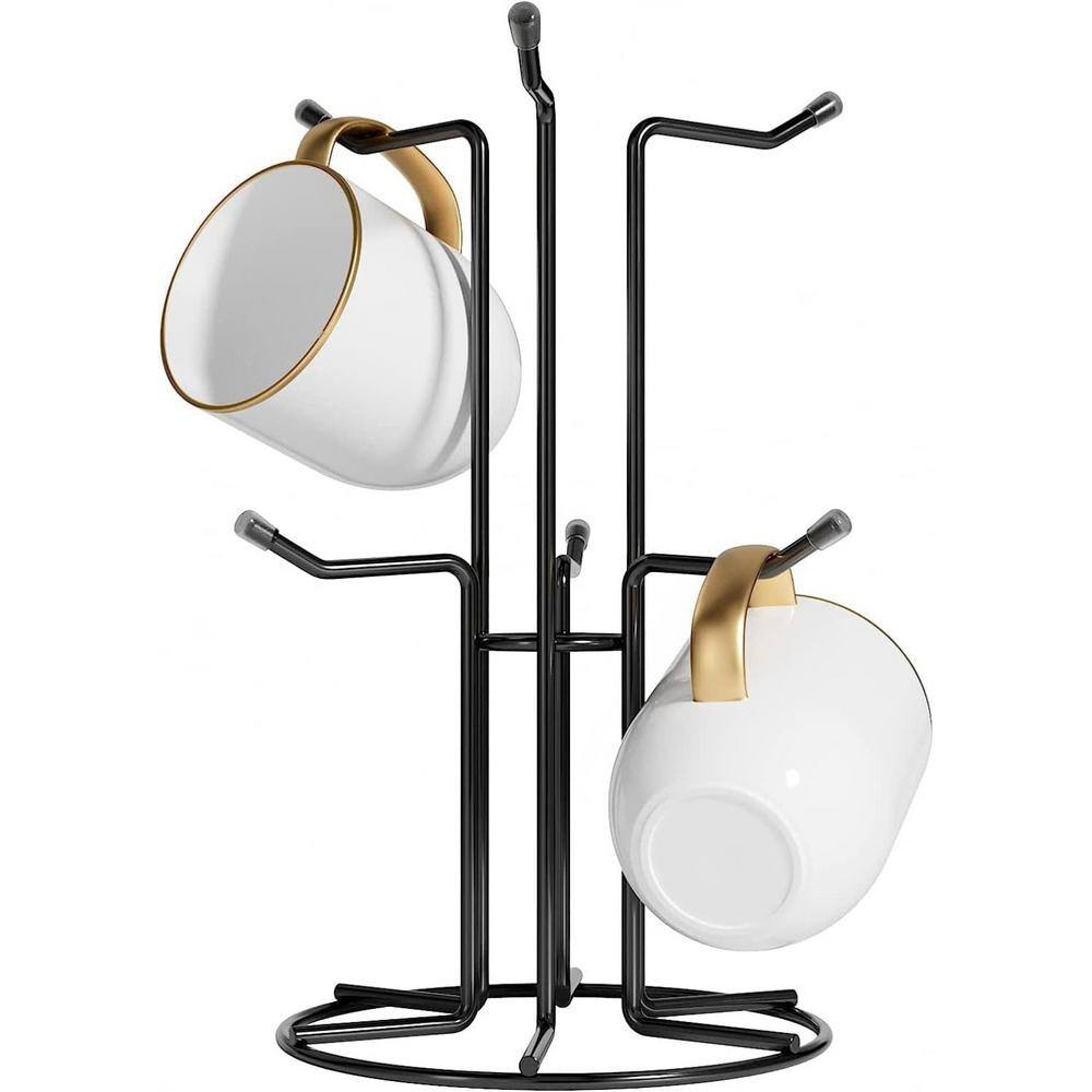 Mug Tree for Large Mugs, Counter Coffee Mug Holder with 6 Hooks for Easy Pi