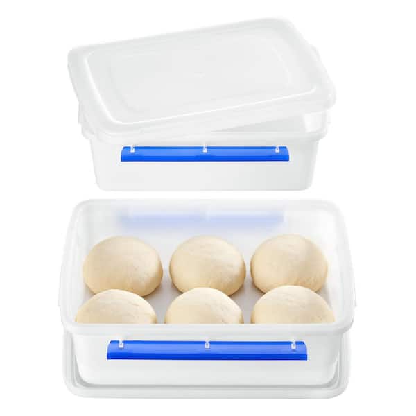 2-Pack Pizza Dough Proofing Boxes, Pizza Dough Container with Snap-on Lids, BPA Free Food Storage Containers with Lids