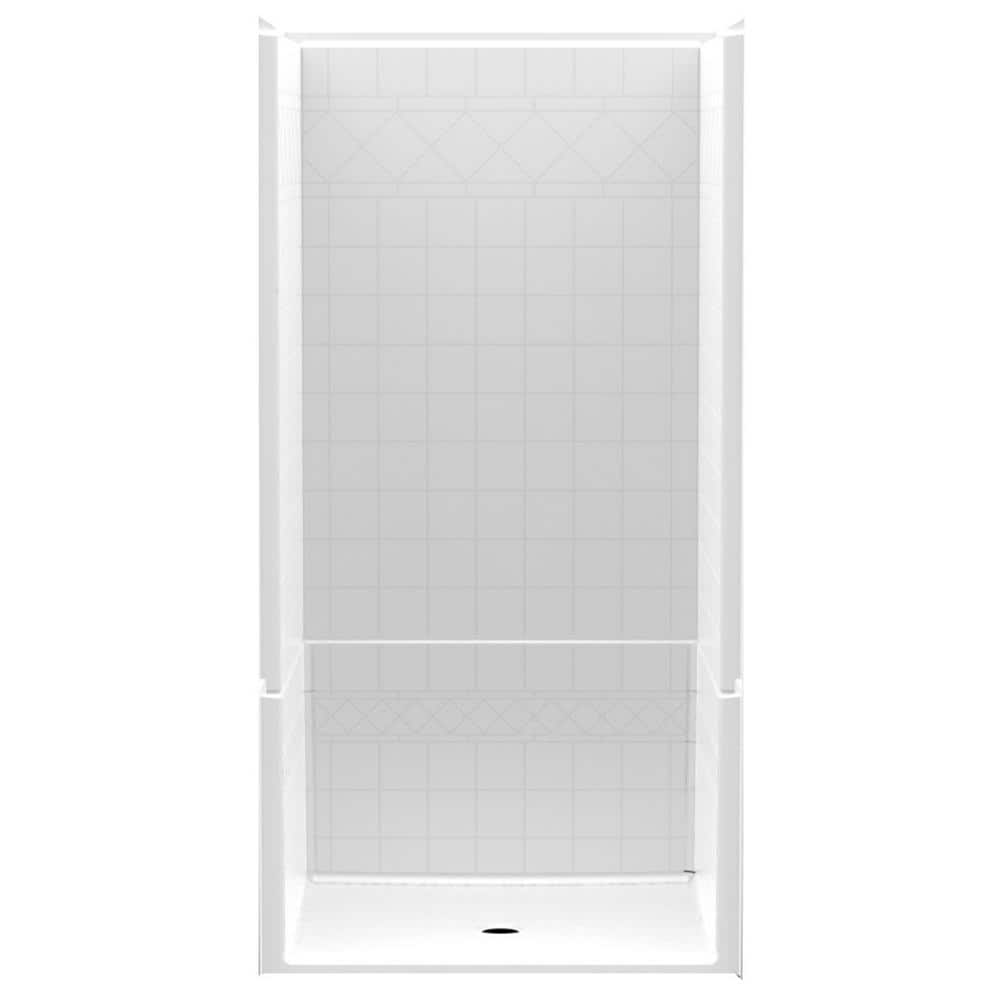 Accessible Diagonal Tile AcrylX 36 in. x 36 in. x 76 in. 4-Piece Shower Sta