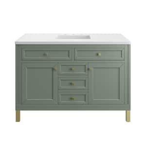 Chicago 48.0 in. W x 23.5 in. D x 34 in. H Bathroom Vanity in Smokey Celadon with White Zeus Quartz Top