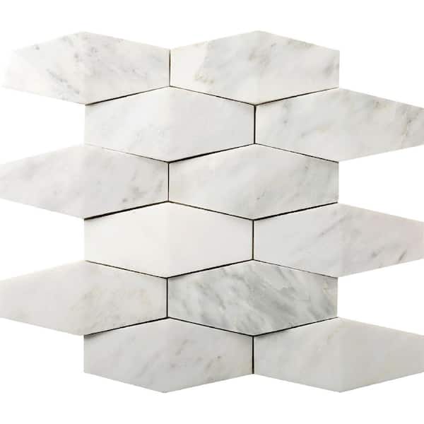 EMSER TILE Marble Winter Frost Honed 12.01 in. x 12.01 in. x 10 mm Marble Mesh-Mounted Mosaic Tile (1 sq. ft.)