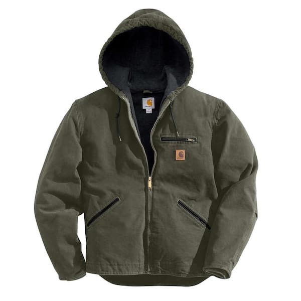 Carhartt Men'S Large Moss Cotton Sierra Jacket Sherpa Lined Sandstone ...