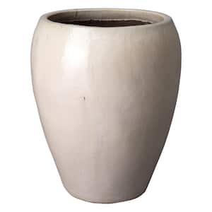 30 in. Round Distressed White Ceramic Tapered Planter