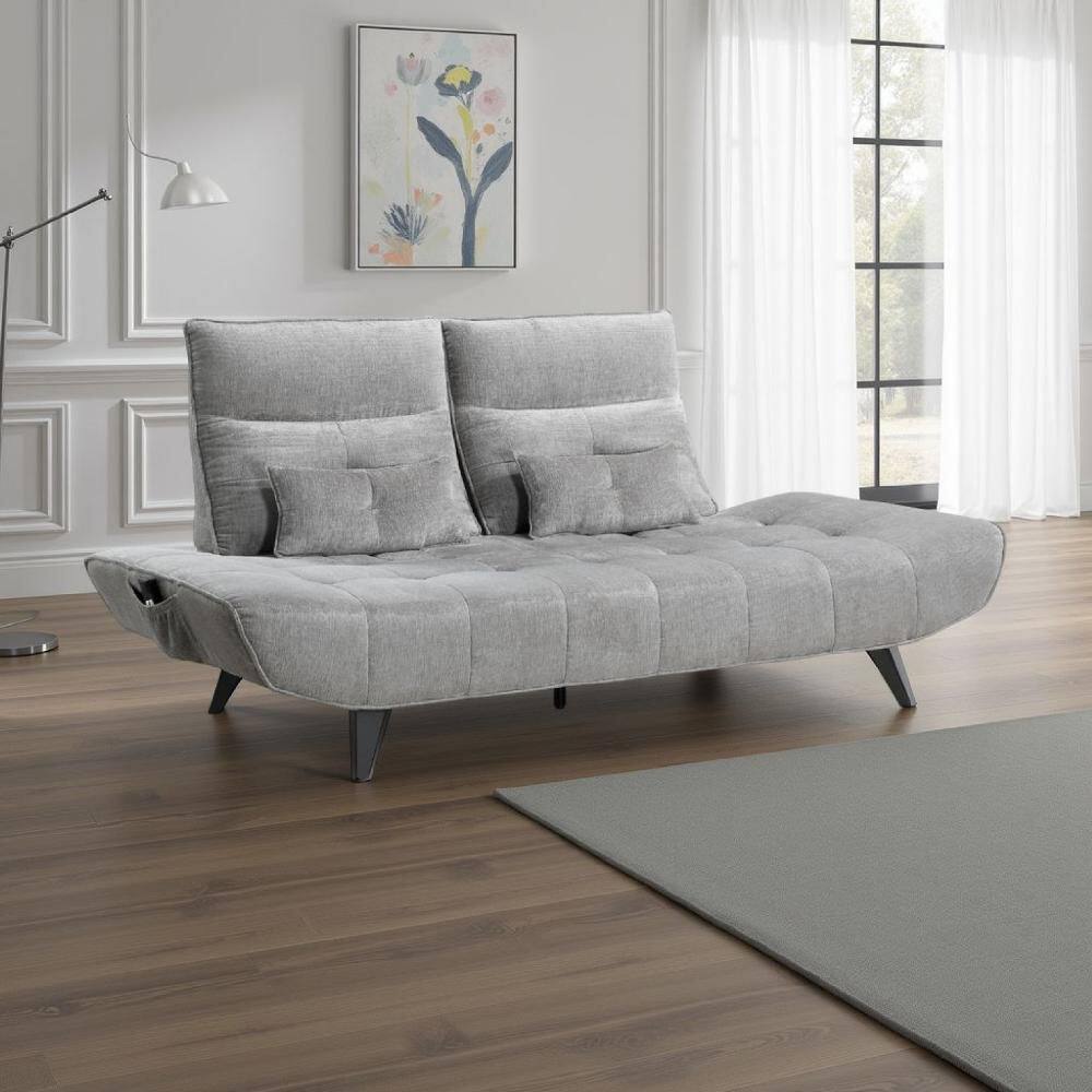Kyan 49 in. Straight Arm Chenille Rectangle Tight Back Back Style Sofa in Gray and Dark Gray