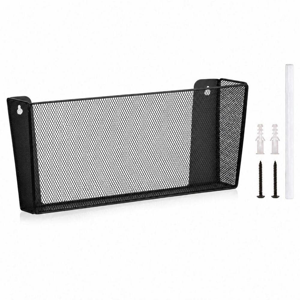 Black Metal Legal Size 6.9 in. x 3.4 in. Wall-Mounted Single