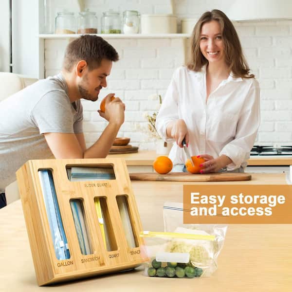 Wudkey Plastic Bag Organizer for Drawer, Brown Food Storage Bags
