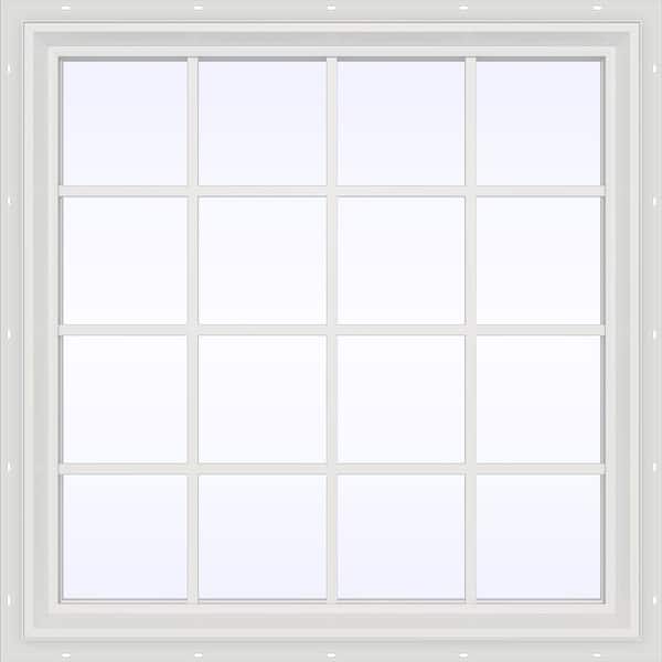 JELD-WEN 47.5 in. x 47.5 in. V-2500 Series White Vinyl Fixed Picture Window with Colonial Grids/Grilles