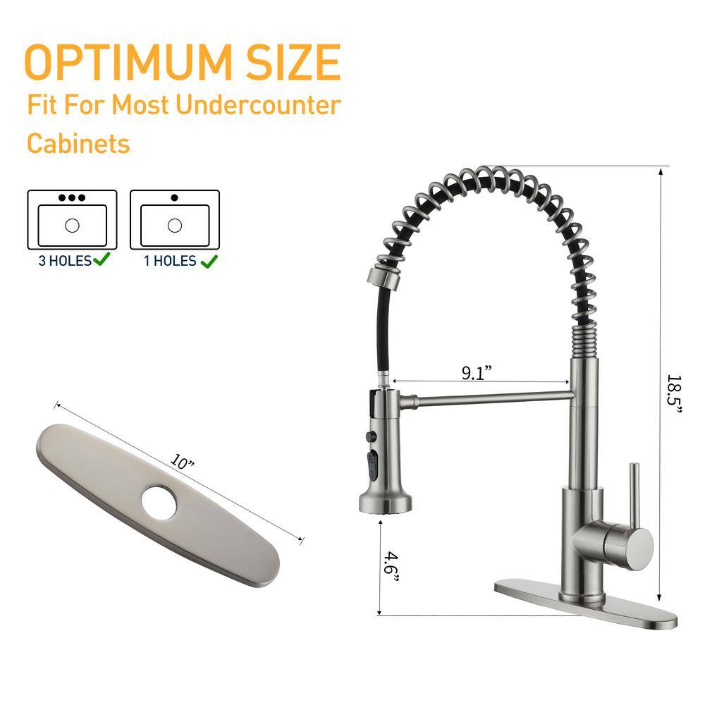 Brushed Nickel Single Handle Pull Down Kitchen Faucet with Spray