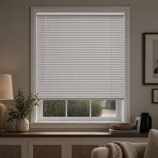 Cordless Vinyl Mini Blinds, Room Darkening, 1 in. Slats, Midnight White, 69.75 in. W x 84 in. L