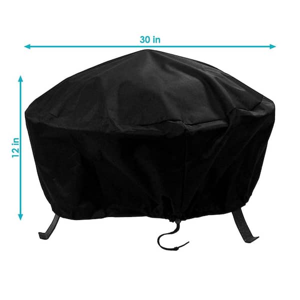 Sunnydaze Fire Pit Cover Round Durable Waterproof 300D Polyester - Black - 36 Sunnydaze Fire Pit Cover Round Durable Waterproof 300D Polyester - Black - 36