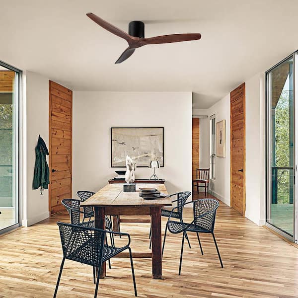 52 in. Indoor Low Profile 6-speed Ceiling Fan in Walnut with 5