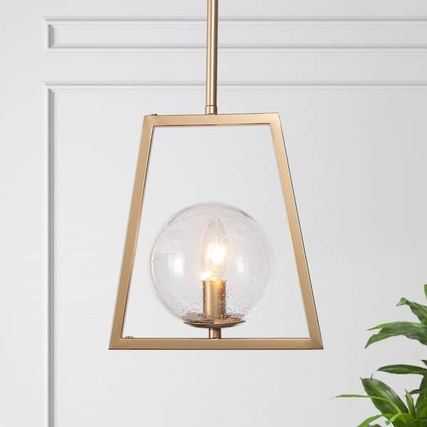 Modern Brass Gold Geometric Pendant Light, Naomi 1-Light Industrial Island Dining Room Pendant Light
