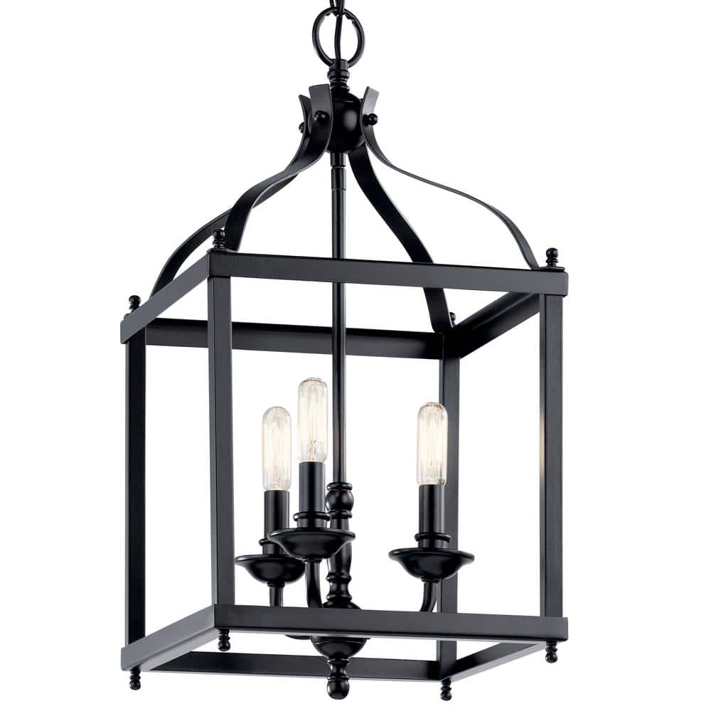Larkin 22.25" Black Glass and Steel 3-Light Pendant