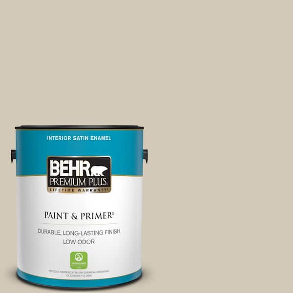 BEHR PREMIUM PLUS 1 gal. #N330-3 Unmarked Trail Satin Enamel Low Odor Interior Paint & Primer