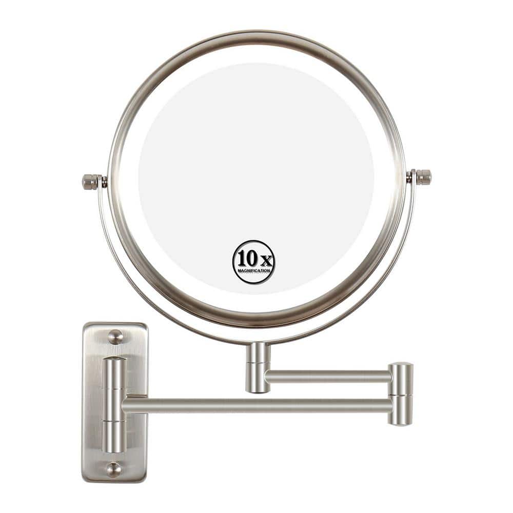 1 in. W x 11.9 in. H Round Magnifying Wall Mount Bathroom Makeup Mirror in 