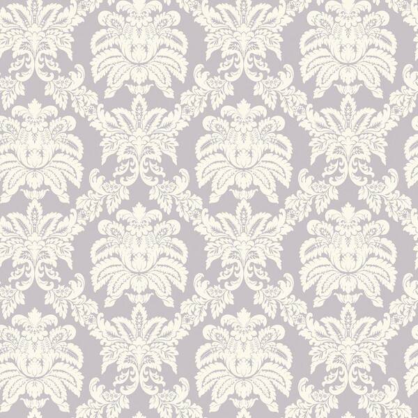 The Wallpaper Company 8 in. x 10 in. Purple Pastel Sweeping Damask Wallpaper Sample
