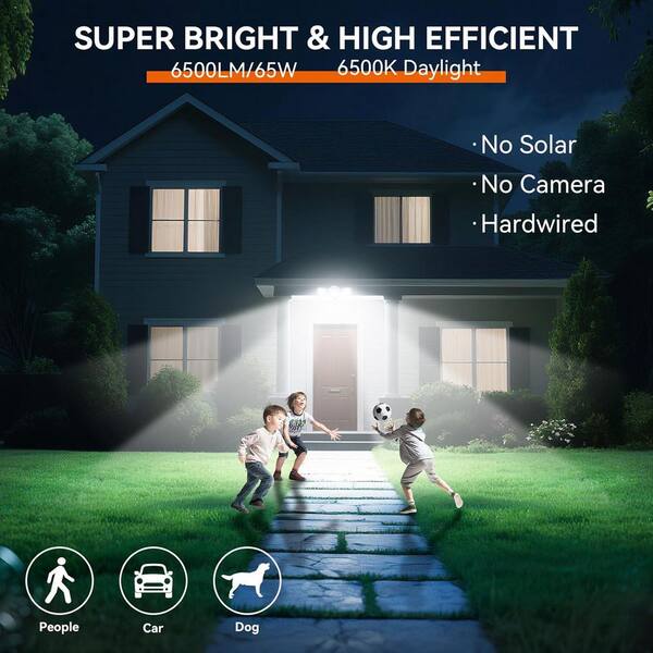 Adewalk 65-Watt 6500 Lumens 270° White Motion Activated Outdoor
