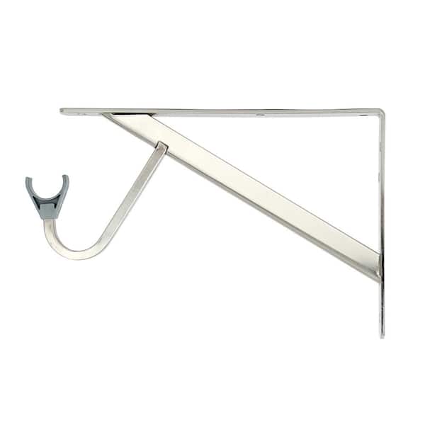 8 in. x 12.4 in. x 1.05 in. Brushed Nickel Heavy Duty Shelf and Rod Bracket