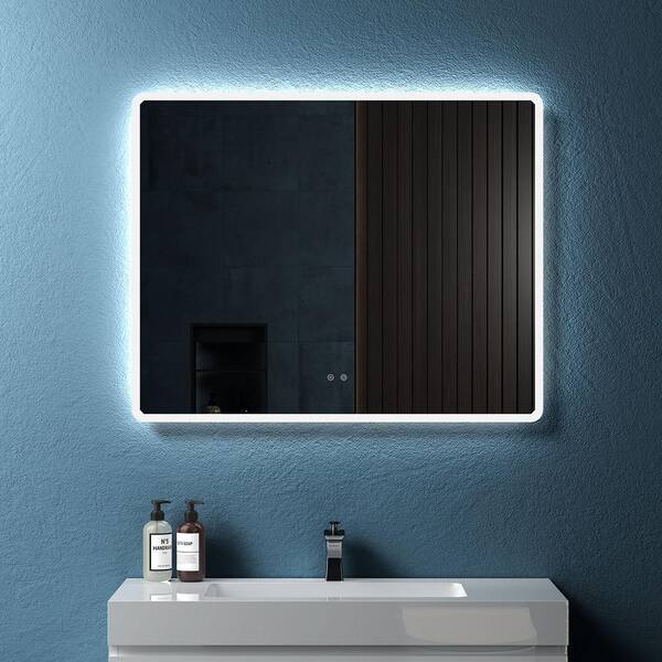 Unbranded 40 in. W x 31.5 in. H LED Rectangular Framed Wall Bathroom Vanity Mirror in White