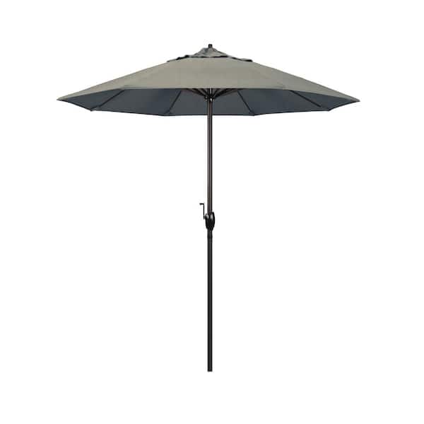 California Umbrella 7.5 ft. Bronze Aluminum Market Auto-Tilt Crank Lift Patio Umbrella in Spectrum Dove Sunbrella